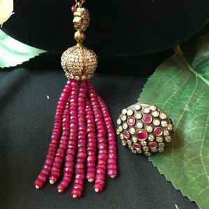 Ruby with faux diamond crystal ring